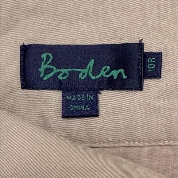 Boden Women Fun Skirt Tan Large White Flowers Appliqué A-Line Sz 10 Cotton Lined - Picture 3 of 3